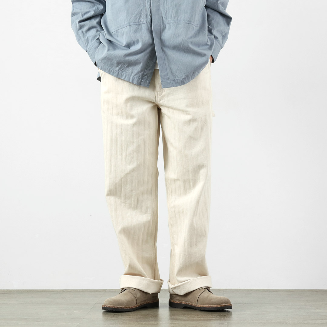 FOB FACTORY（FOBファクトリー） F0485 HBT ペインターパンツ / メンズ ヘリンボーン ワーク ワイド 日本製 HBT PAINTER PANTS | FOB FACTORY | 01