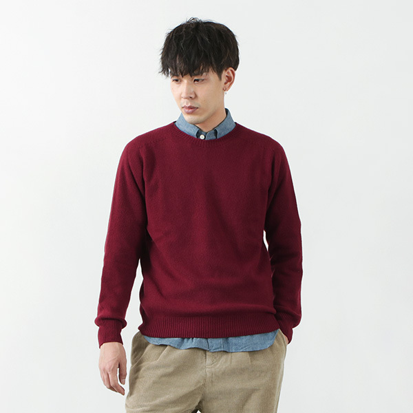 【希少品】 HARLEY OF SCOTLAND(ハーレーオブスコットランド) メリノ カシミヤ クルーネック ニット / メンズ レディース / 無地 【J2184192130】 (14300円)