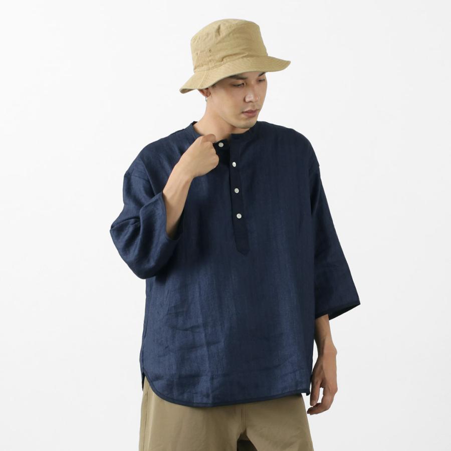 ROCOCO（ロココ） リネン 布帛 ヘンリーネック Tシャツ 麻 メンズ ハーフ 七分袖 日本製