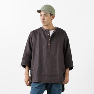 ROCOCO（ロココ） リネン 布帛 ヘンリーネック Tシャツ 麻 メンズ ハーフ 七分袖 日本製