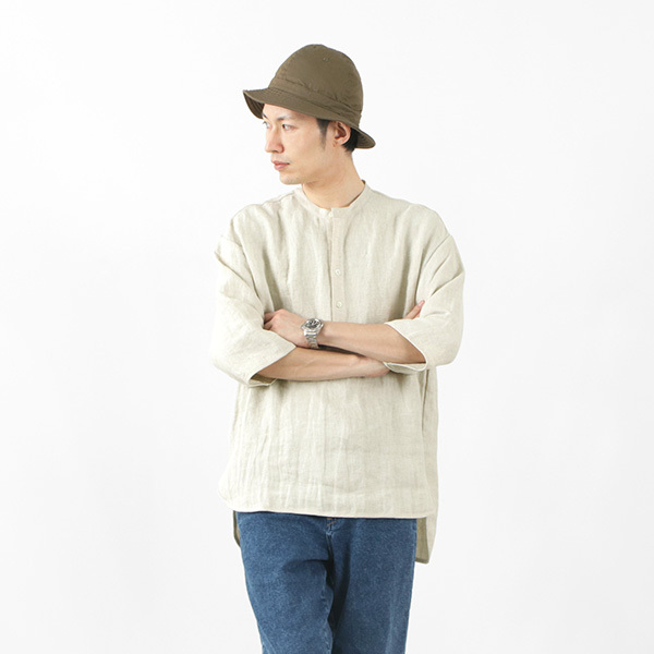 ROCOCO（ロココ） リネン 布帛 ヘンリーネック Tシャツ 2024年モデル / 麻 メンズ ハーフ 七分袖 日本製 | ROCOCO | 01
