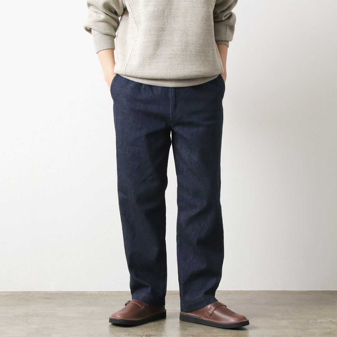 FOB FACTORY（FOBファクトリー） F0508 デニム トラックパンツ / デニムパンツ イージーパンツ ジーンズ ウエストゴム コットン | FOB FACTORY | 01