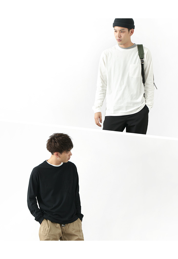 超歓迎特価 REMI / 長袖 無地 ROCOCO PayPayモール店 - 通販 - PayPayモール RELIEF(レミレリーフ) 別注 30/-天竺 グランジ ポケット ロングスリーブ Tシャツ 即納特価