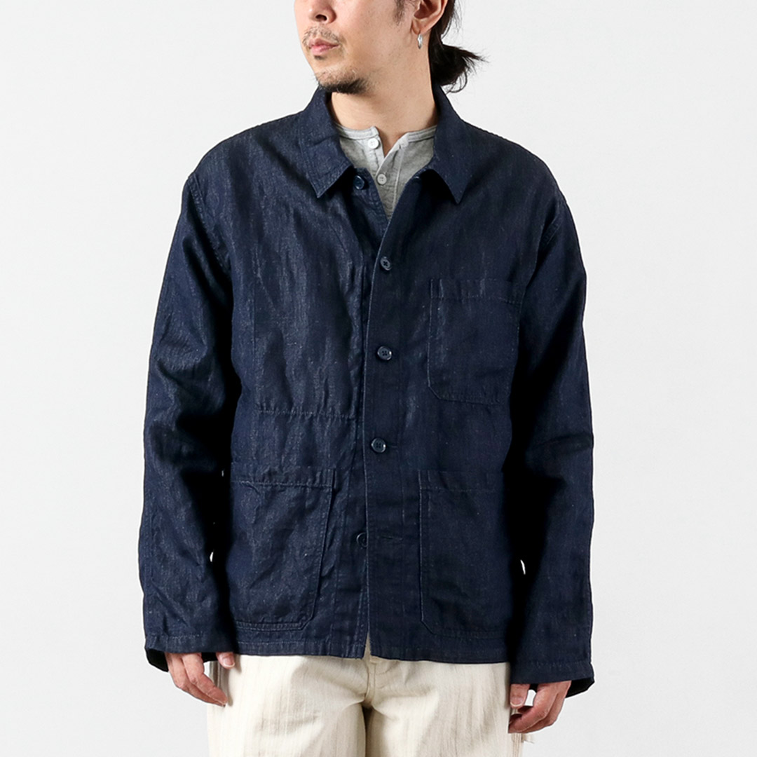 Blue refabric（ブルーリファブリック） コットンリネンデニム フレンチカバーオールジャケット 日本製 / サマーデニム |  | 01