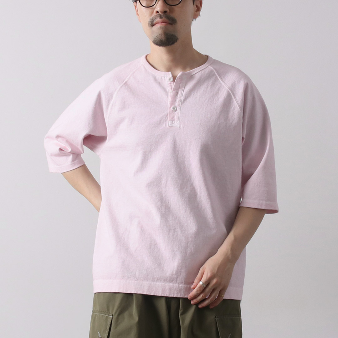 GOOD ON（グッドオン） 別注 ハーフスリーブ ヘビー レトロ ヘンリーネック Tシャツ / ヘビーウェイト メンズ 五分袖 無地 | GOOD ON | 05