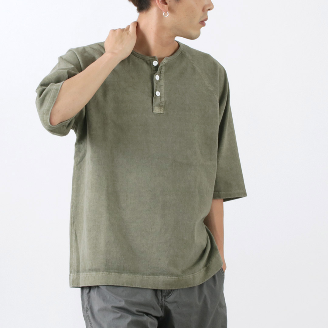 GOOD ON（グッドオン） 別注 ハーフスリーブ ヘビー レトロ ヘンリーネック Tシャツ / ヘビーウェイト メンズ 五分袖 無地 | GOOD ON | 07