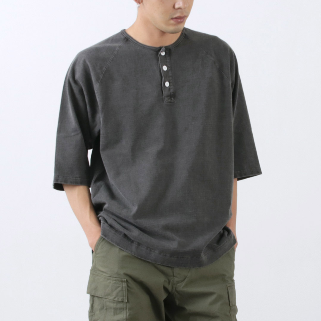 GOOD ON（グッドオン） 別注 ハーフスリーブ ヘビー レトロ ヘンリーネック Tシャツ / ヘビーウェイト メンズ 五分袖 無地 | GOOD ON | 09