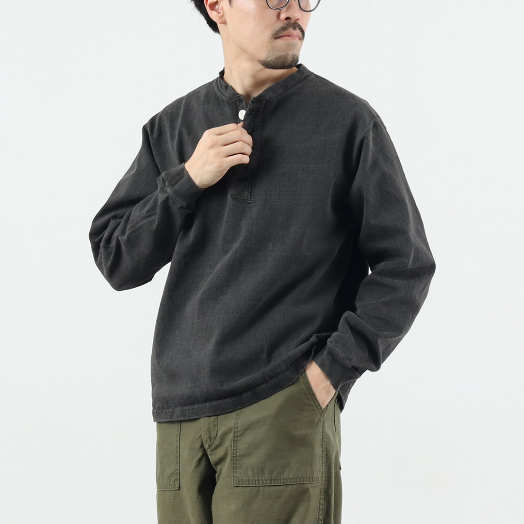 GOOD ON（グッドオン） ロングスリーブ ヘビー ヘンリーTシャツ / メンズ カットソー 長袖 無地 ピグメントダイ USAコットン | GOOD ON | 05