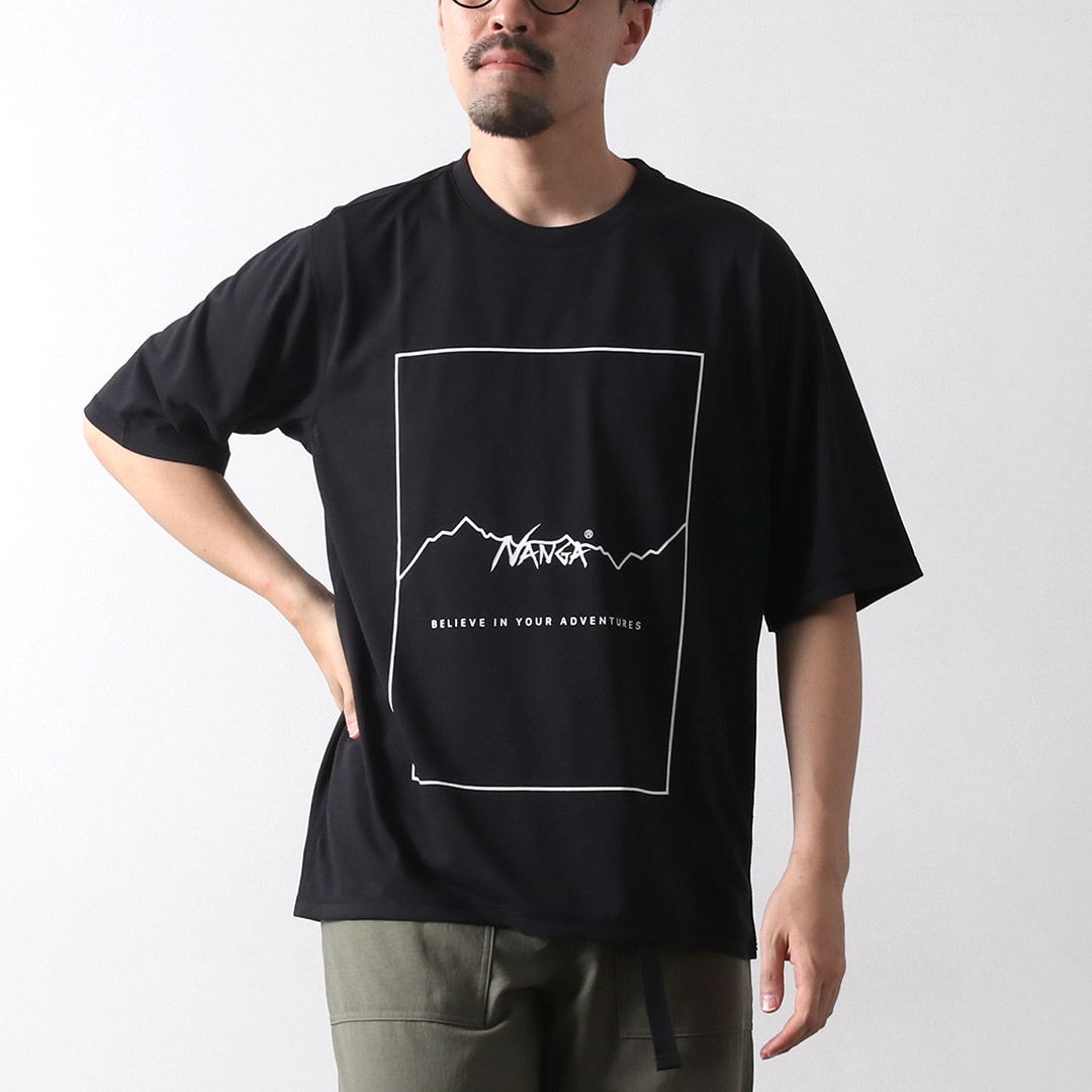 NANGA（ナンガ） ドライミックス フレームロゴTシャツ / メンズ 半袖 プリント 吸水速乾 UVカット 毛玉防止 | NANGA | 02