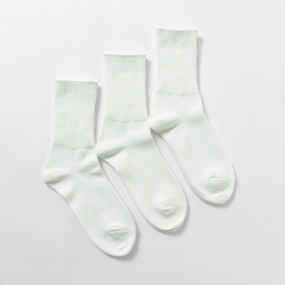 ROTOTO（ロトト） オーガニック デイリー3パック リブクルーソックス / メンズ レディース 靴下 無地 セット 日本製 | ROTOTO | 01
