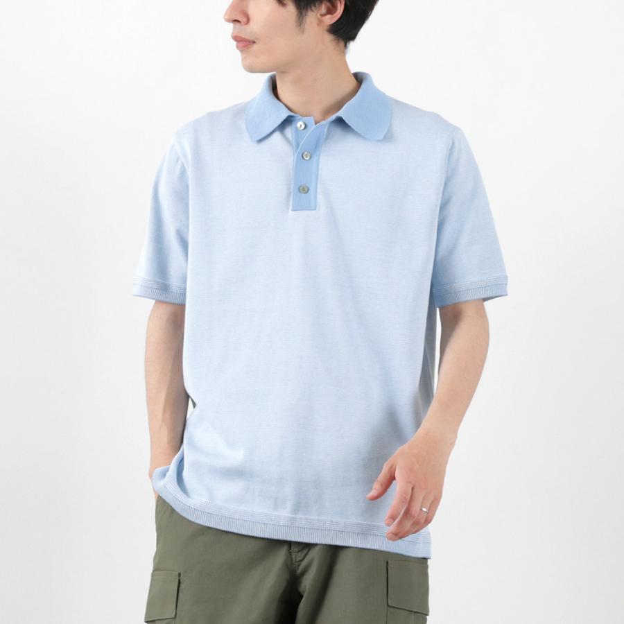 FUJITO（フジト） ニットポロ Easy / メンズ トップス ポロシャツ 半袖 ボーダー 綿 日本製｜rococo｜02