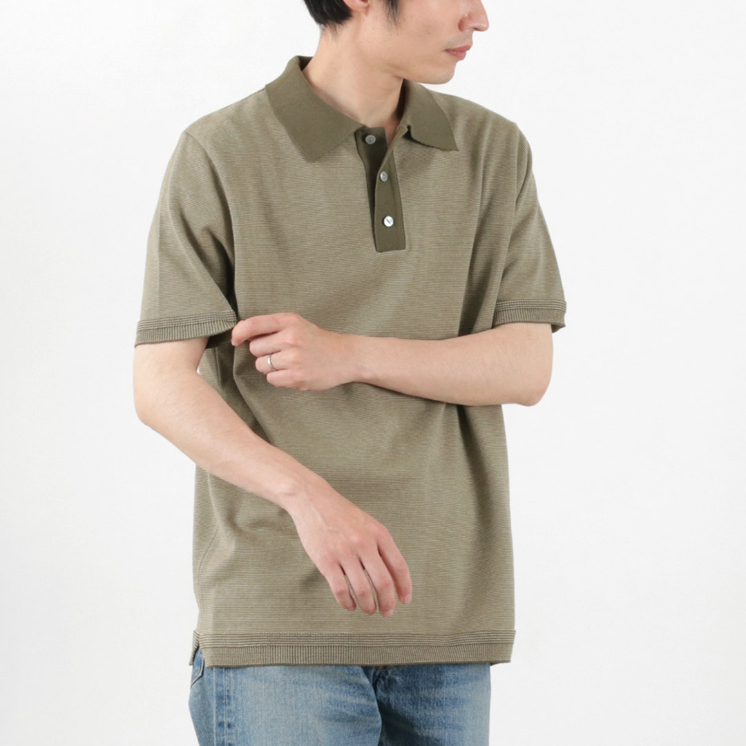 FUJITO（フジト） ニットポロ Easy / メンズ トップス ポロシャツ ボーダー 綿 日本製...
