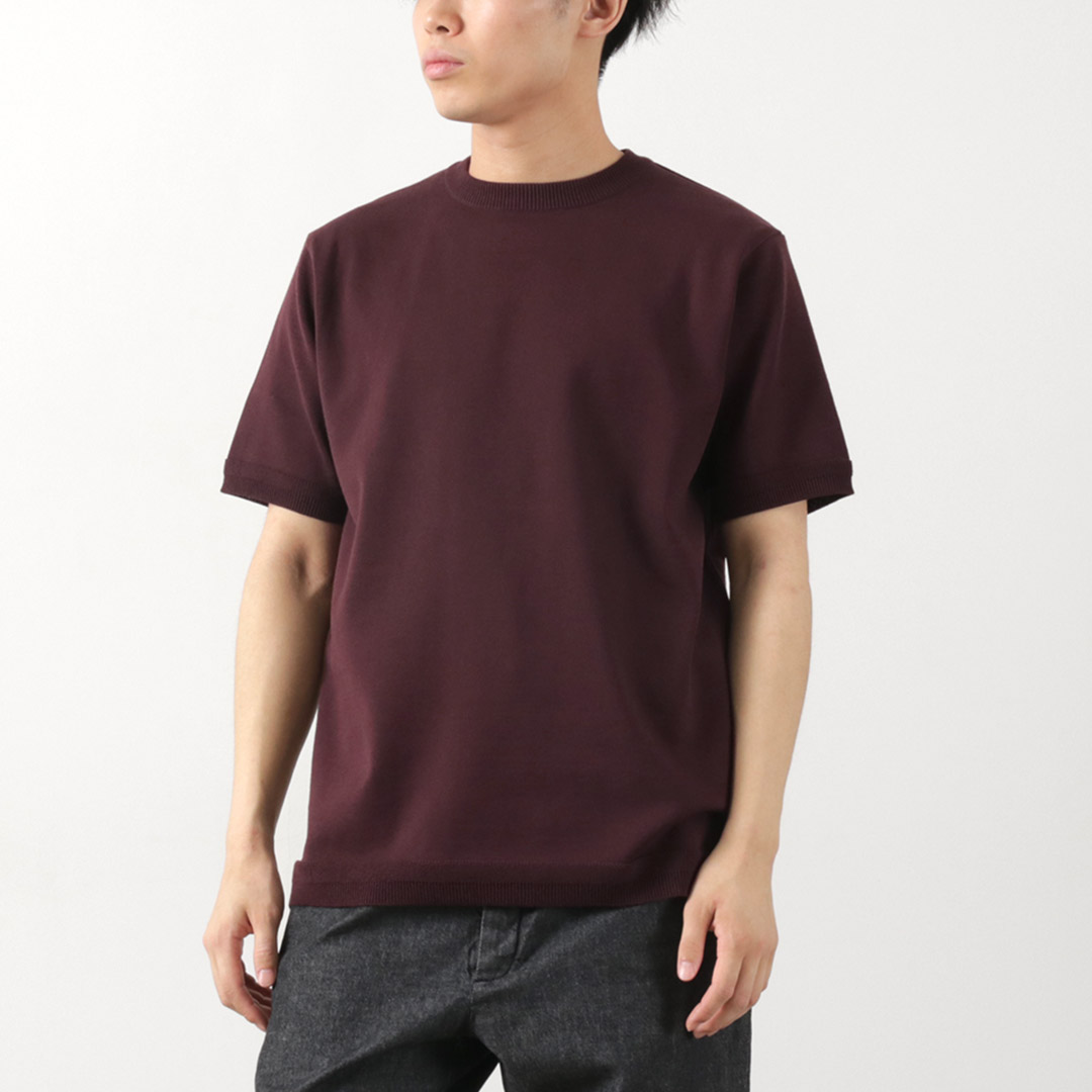 FUJITO（フジト） クルーネック ニット Tシャツ / メンズ 半袖 無地 綿 日本製 トップス