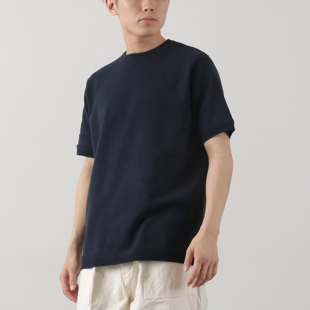 FUJITO（フジト） クルーネック ニット Tシャツ / メンズ トップス 半袖 無地 綿 日本製