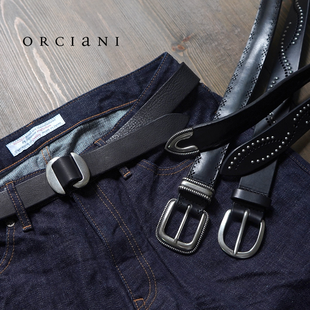 ORCIANI（オルチアーニ） ブルソフト レザーベルト マイクロスタッズ