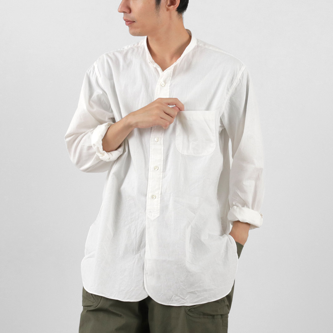 FUJITO（フジト） オフィサーシャツ / バンドカラー メンズ 長袖 綿 コットン 無地 日本製 Officer Shirt｜rococo｜02