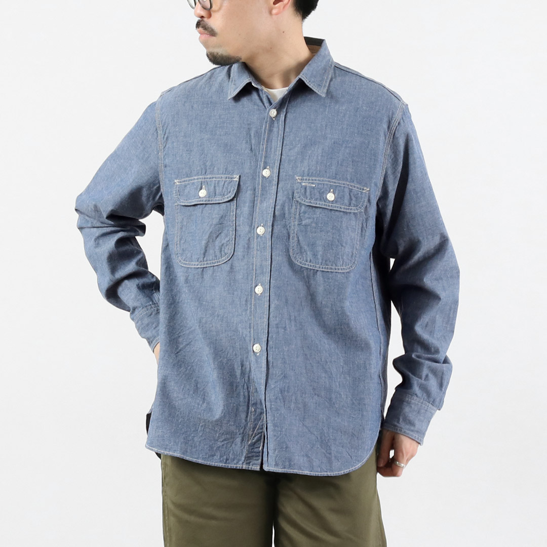 FOB FACTORY（FOBファクトリー） F3494 シャンブレー ワークシャツ / 長袖 綿 コットン 日本製 | FOB FACTORY | 01