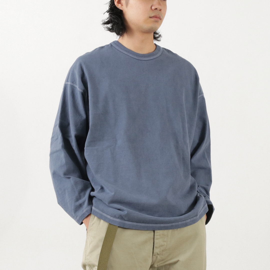 MOC T（モクティー） プレーティングジャージー クルーネック ロングスリーブ ビッグTシャツ / ロンT メンズ｜30％OFFクーポン対象