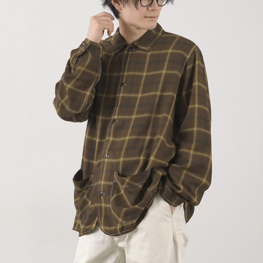 REMI RELIEF（レミレリーフ） レーヨンチェックシャツ / メンズ 長袖 柄 羽織 カバーオール 日本製｜rococo｜02