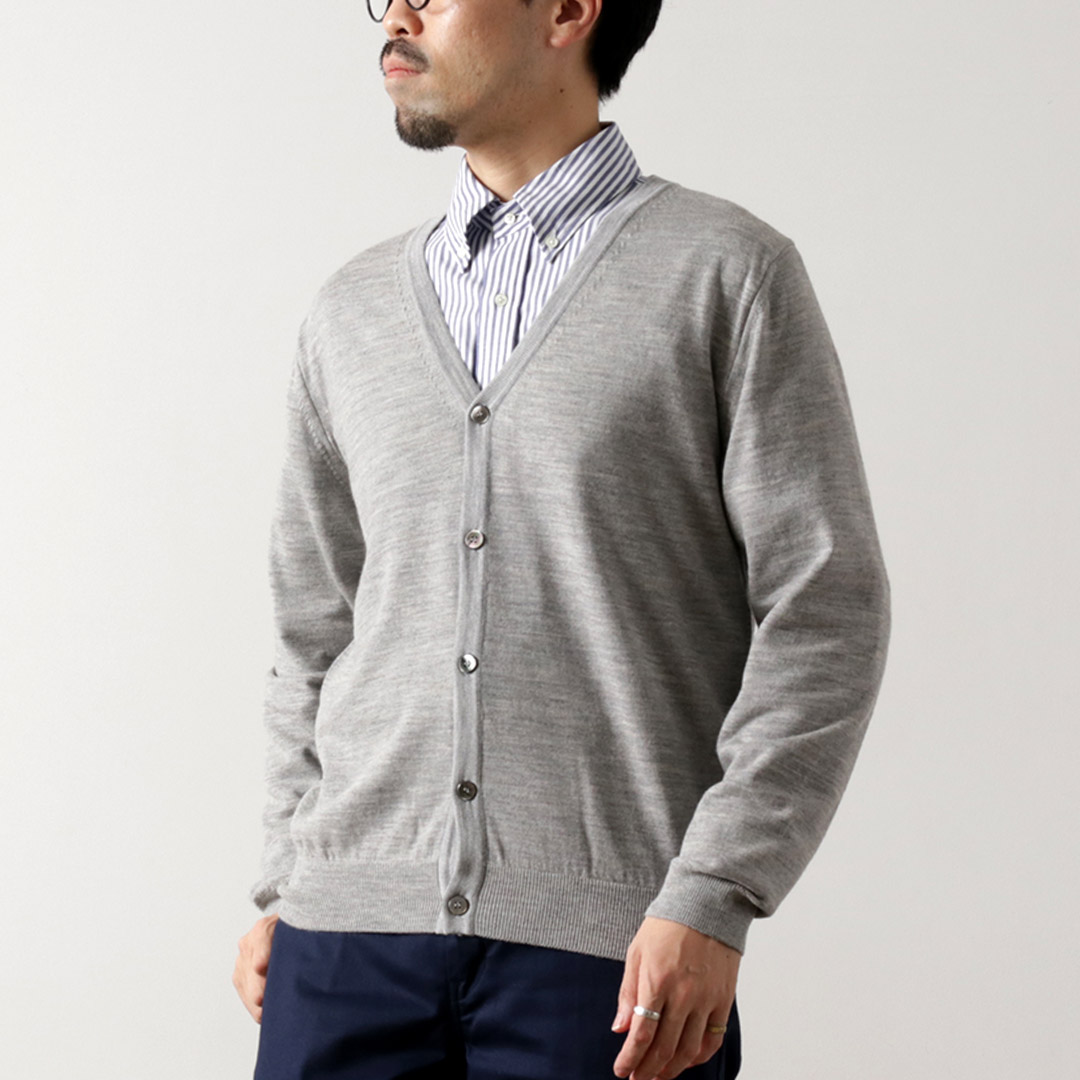 MOONCASTLE（ムーンキャッスル） エクストラファインメリノウール カーディガン / メンズ 羽織 ライトアウター | MOONCASTLE | 01