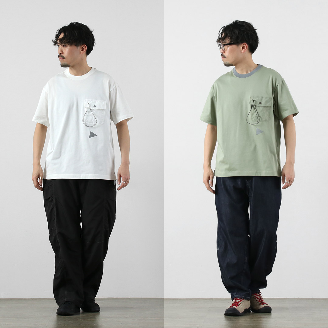 and wander（アンドワンダー） ポケットTシャツ / メンズ 半袖 吸水速