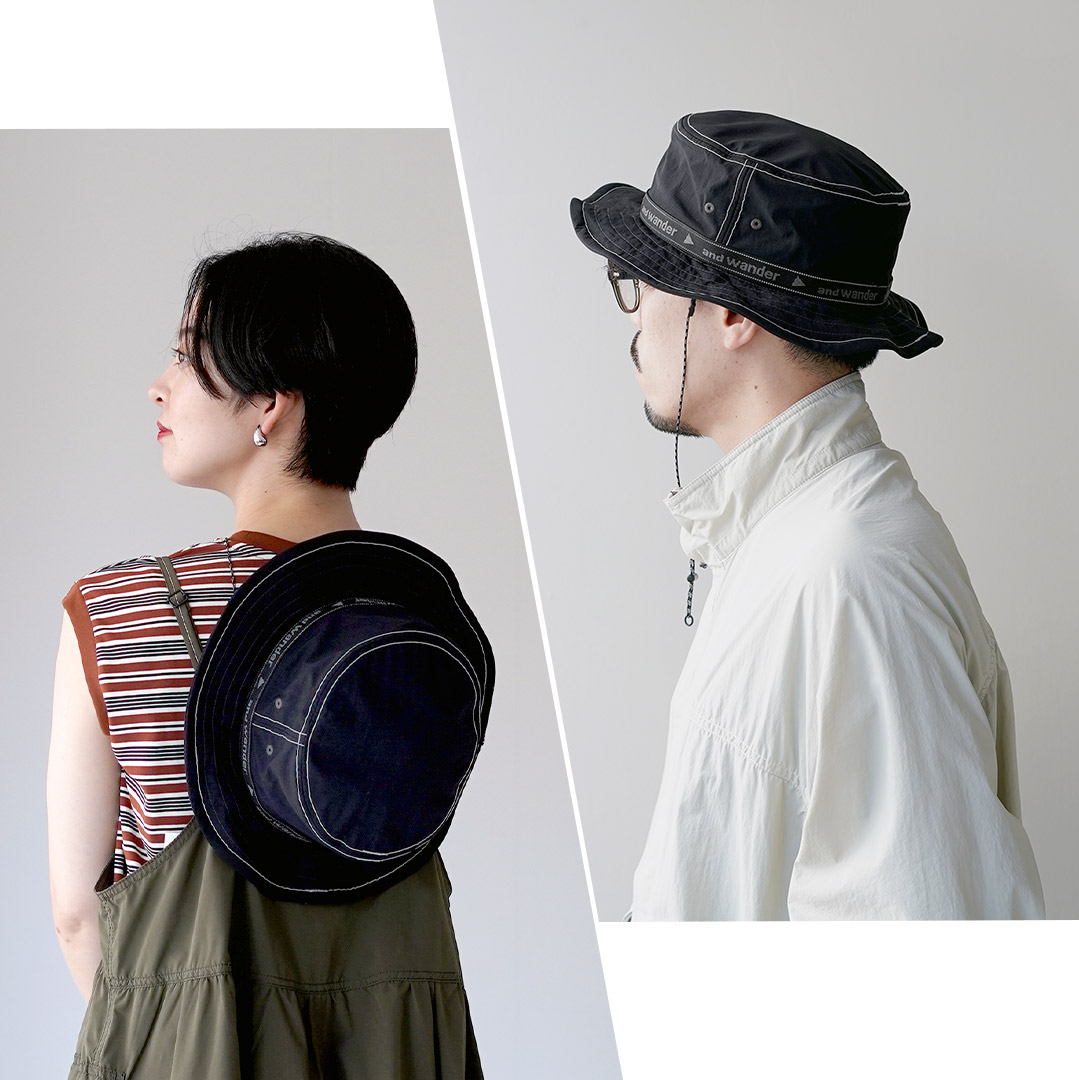 and wander アンドワンダー ショットパンツ＋帽子　２点セット　日本製 and wander（アンドワンダー） ジャガードテープ ハット / メンズ