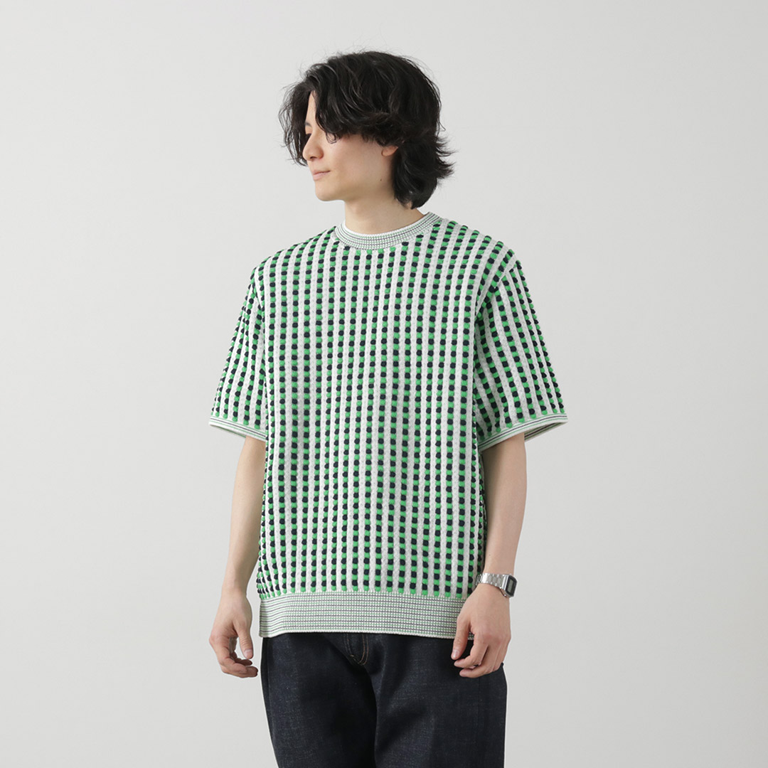 Coohem（コーヘン） レトロ ウェーブ ニットPO / メンズ サマーニット