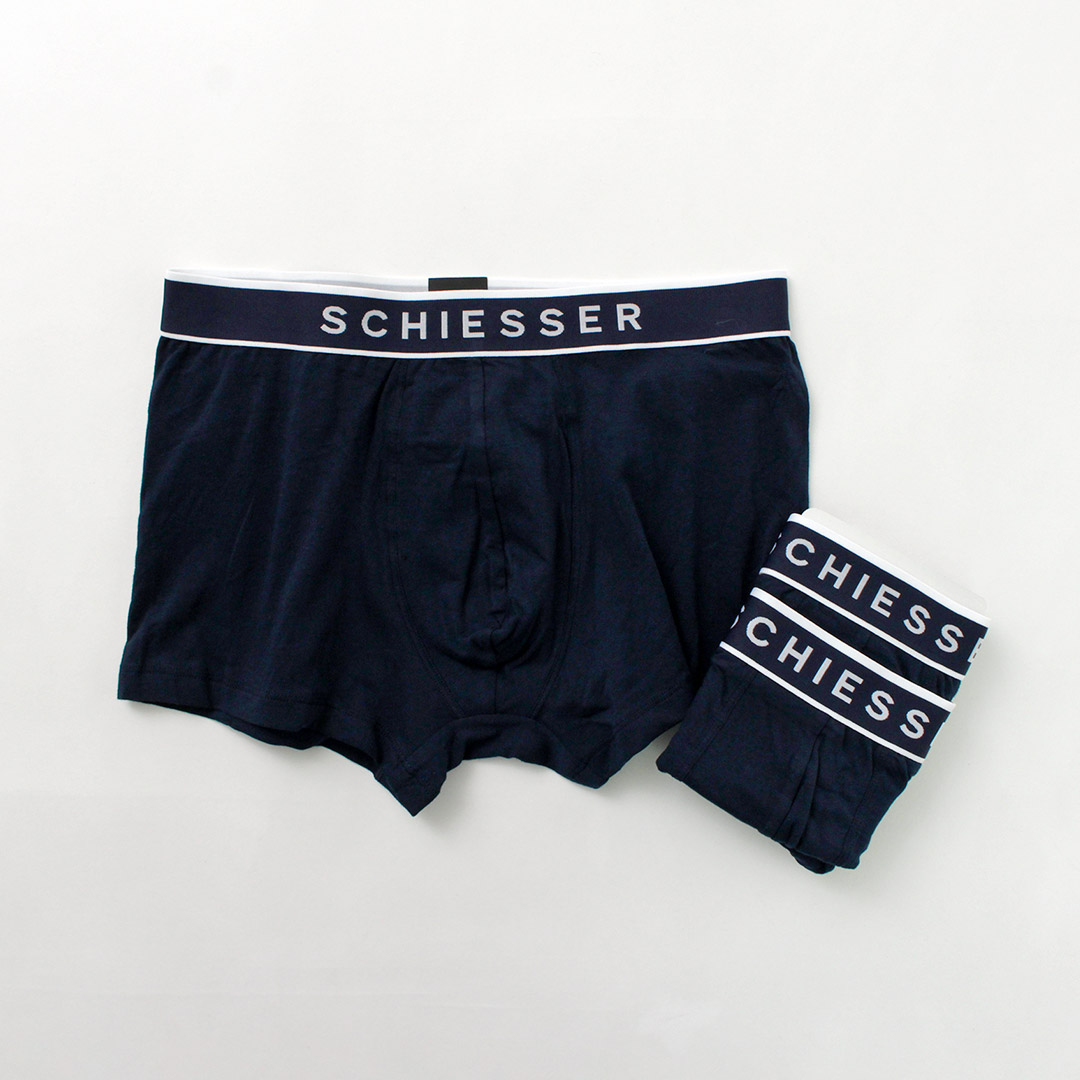 SCHIESSER（シーサー） ロゴ ボクサーパンツ / メンズ アンダーウェア 下着 無地 ストレッチ 3枚1組 | Schiesser | 01