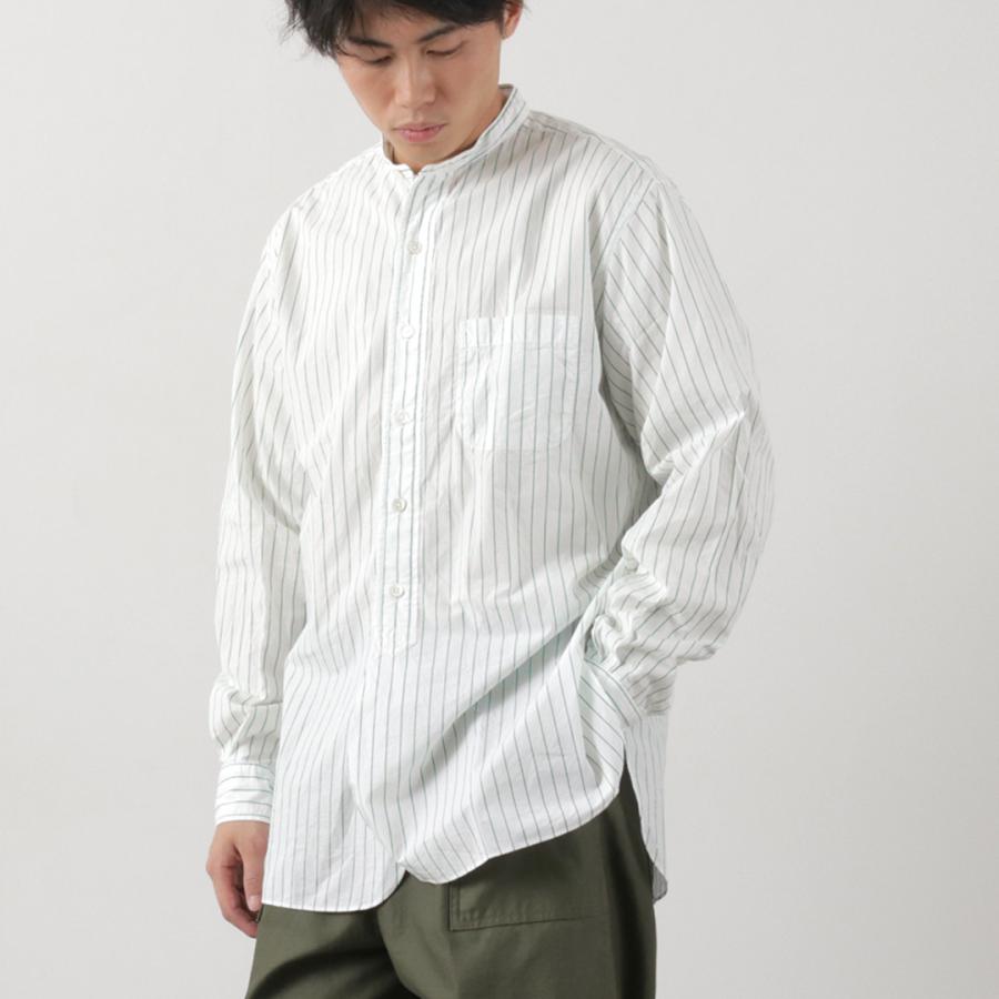FUJITO（フジト） オフィサーシャツ / バンドカラー メンズ 長袖 綿 コットン 無地 ストライプ 日本製 Officer Shirt｜rococo｜02