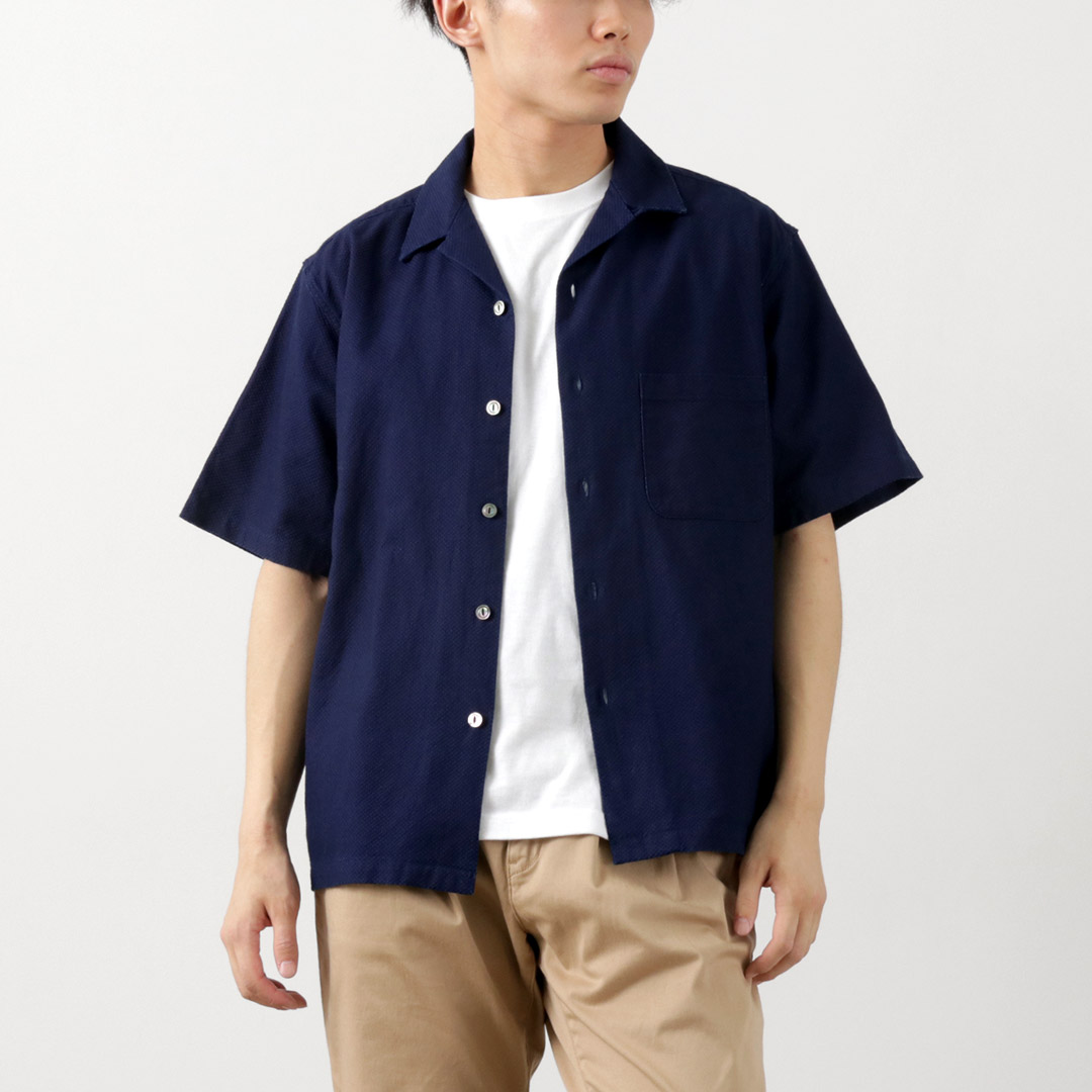 FOB FACTORY（FOBファクトリー） F3500 インディゴ ホリディ シャツ / 半袖 メンズ 刺し子 綿 | FOB FACTORY | 02