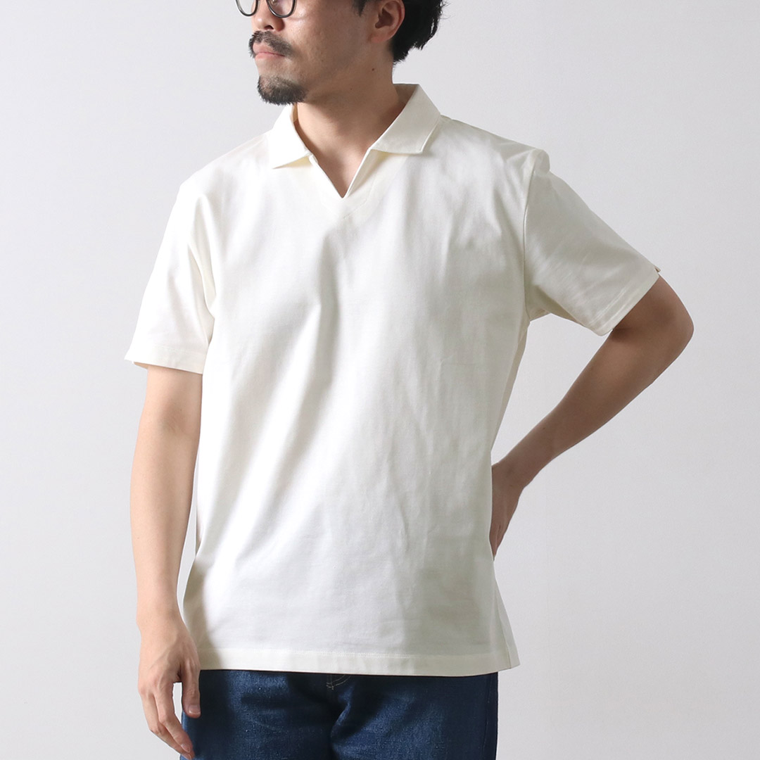 RE MADE IN TOKYO JAPAN（アールイー） ドレス オーガニックコットン スキッパーポロ シャツ / ポロシャツ メンズ 半袖 日本製 | Re made in tokyo japan | 01