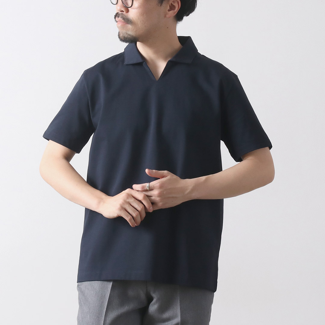 RE MADE IN TOKYO JAPAN（アールイー） ドレス オーガニックコットン スキッパーポロ シャツ / ポロシャツ メンズ 半袖 日本製 | Re made in tokyo japan | 03