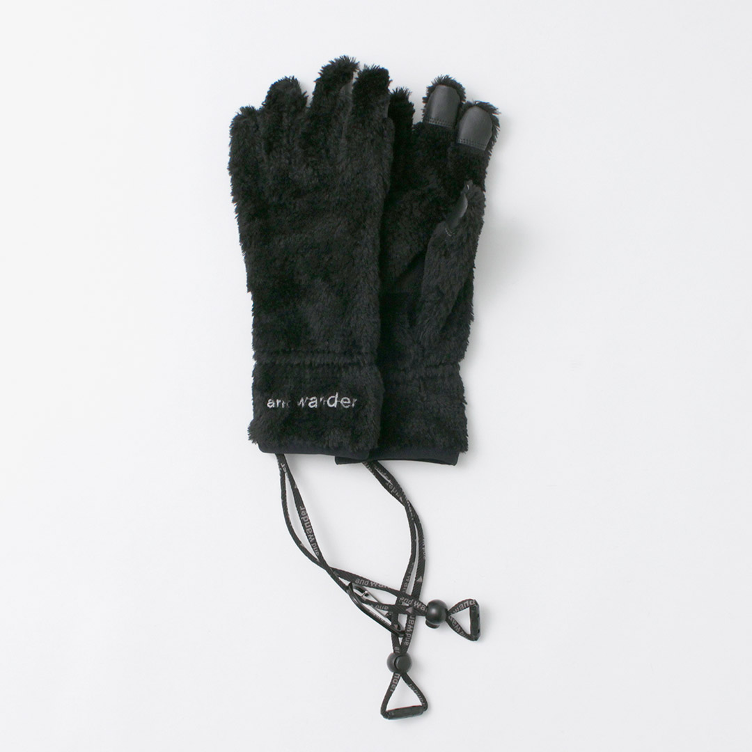 AND WANDER（アンドワンダー） ハイロフト フリースグローブ / 手袋 五本指 スマホ対応 アウトドア ユニセックス 日本製 | and wander | 01