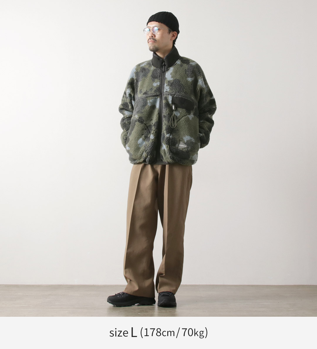 and wander アンドワンダー 中綿 フリース ボア パンツ ジャケット and wander（アンドワンダー） グラミチ ジャガードテープ フリース