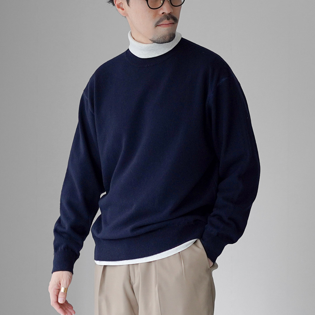 YONETOMI NEW BASIC（ヨネトミニューベーシック） リジッド カシミア ニット プルオーバー ガーメントダイ / メンズ 長袖 | Yonetomi NEW BASIC | 02