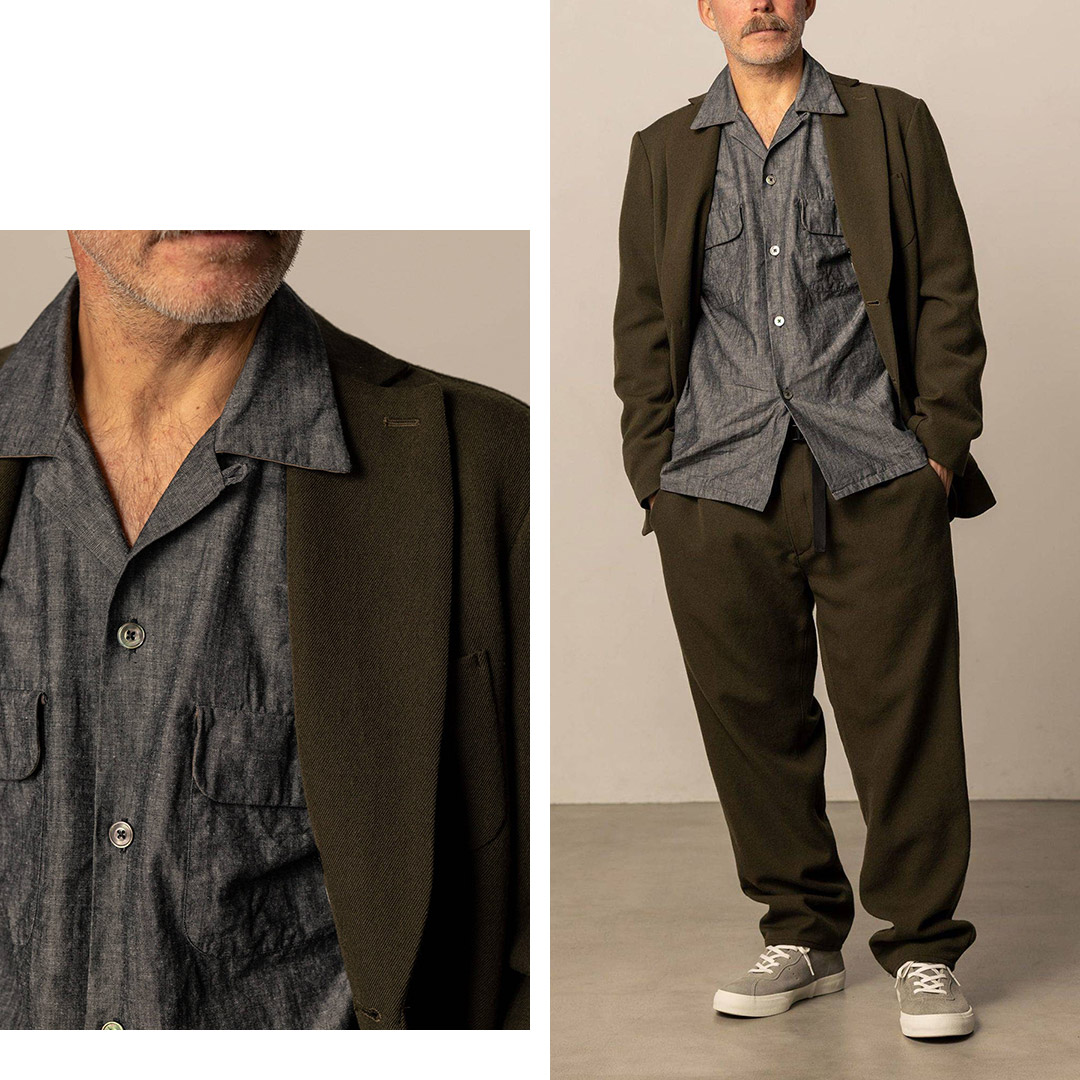 Fujito Work jacket in camel cotton moleskin – No Man Walks Alone Europe