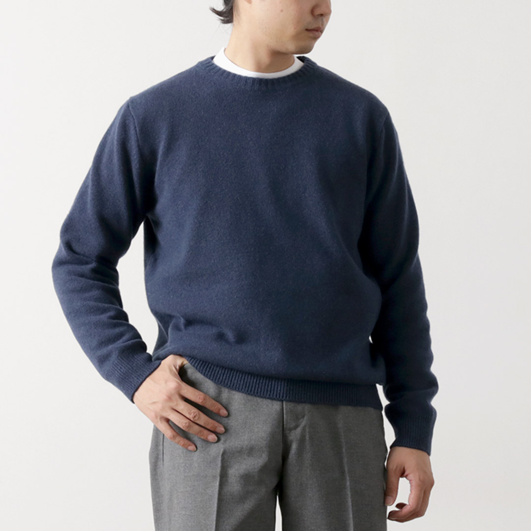 美品♪ROCHAS◆ロシャス◆ウールプルオーバーニット　クルーネック　ワッペン MOONCASTLE（ムーンキャッスル） カシミア シルク ラムウール クルー