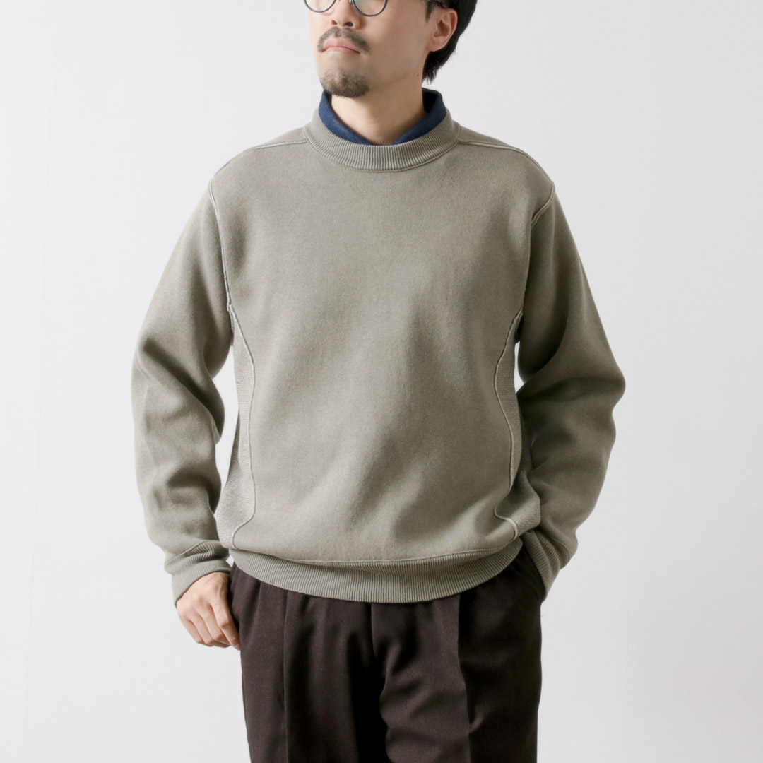 UNDYED（アンダイド） ニット ダブルフェイス トリムクルー カラード オーガニックコットン / スウェット クルーネック メンズ | UNDYED | 02