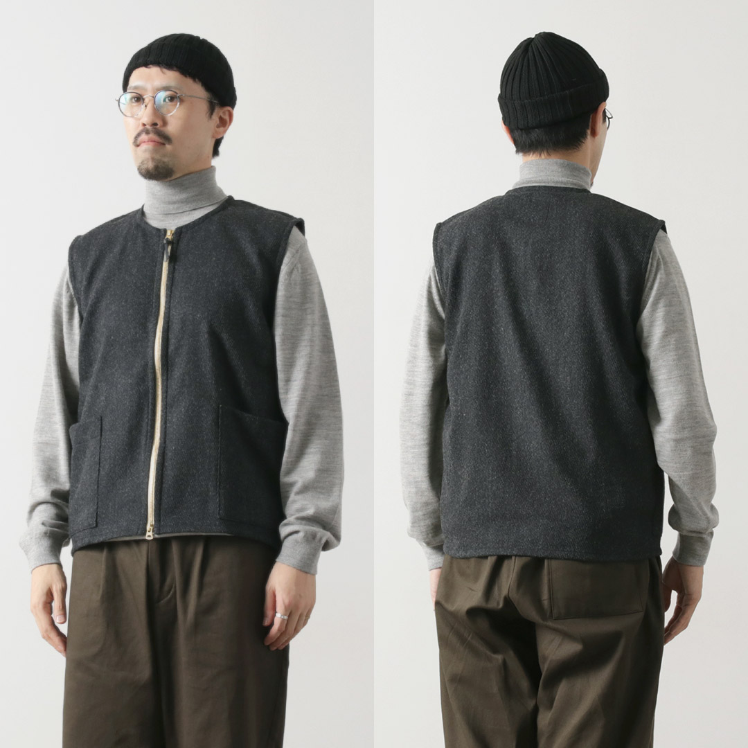 Re made in tokyo japan ウールカシミア カルゼ クルーベスト / メンズ