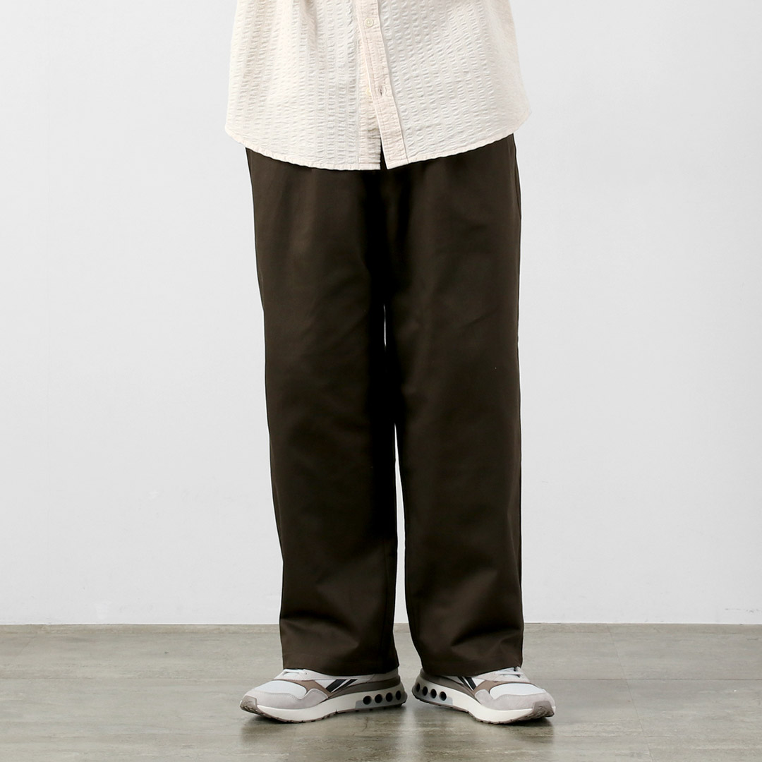 RE MADE IN TOKYO JAPAN（アールイー） コットンハードカルゼ タックワイドパンツ / ボトムス ウエストゴム テーパード 3324A-BT | Re made in tokyo japan | 03