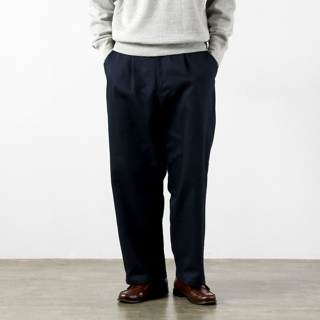 RE MADE IN TOKYO JAPAN（アールイー） コットンハードカルゼ タックワイドパンツ / ボトムス ウエストゴム テーパード 3324A-BT | Re made in tokyo japan | 04