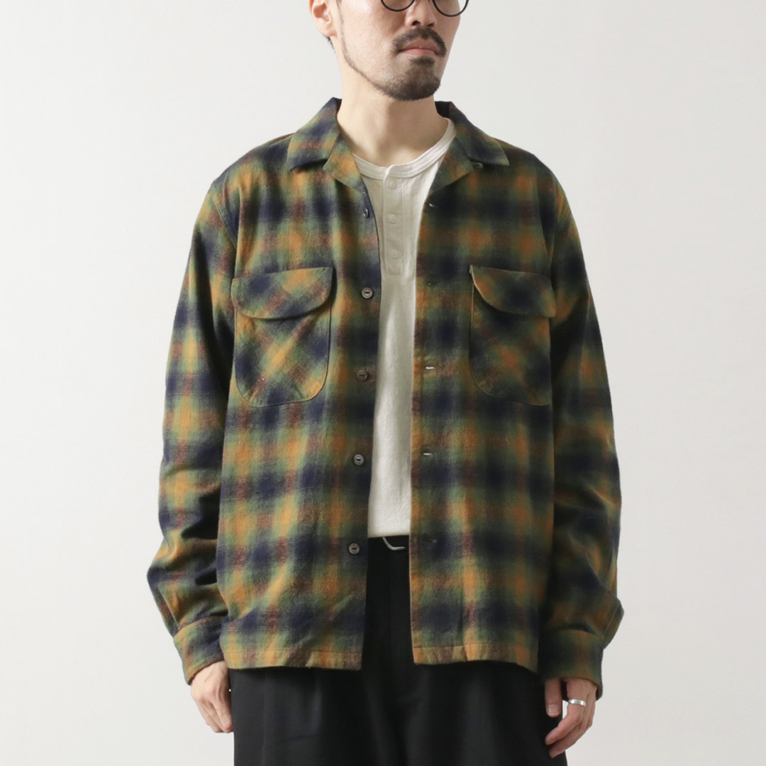 FOB FACTORY（FOBファクトリー） F3505 ネルオープンカラーシャツ / メンズ 長袖 柄 オンブレチェック コットン | FOB FACTORY | 02