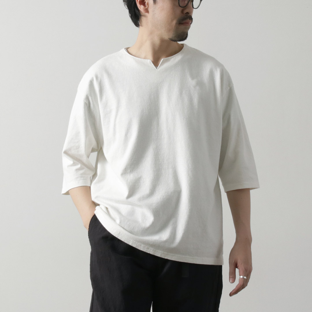 KEMA DESIGNS（ケマデザインズ） ヘンプコットン キーネックTシャツ 日本製 / メンズ カットソー Hemp/Cotton Key-Neck Tee | kema designs | 01