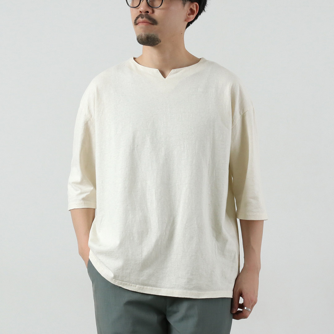 KEMA DESIGNS（ケマデザインズ） ヘンプコットン キーネックTシャツ 日本製 / メンズ カットソー Hemp/Cotton Key-Neck Tee | kema designs | 02