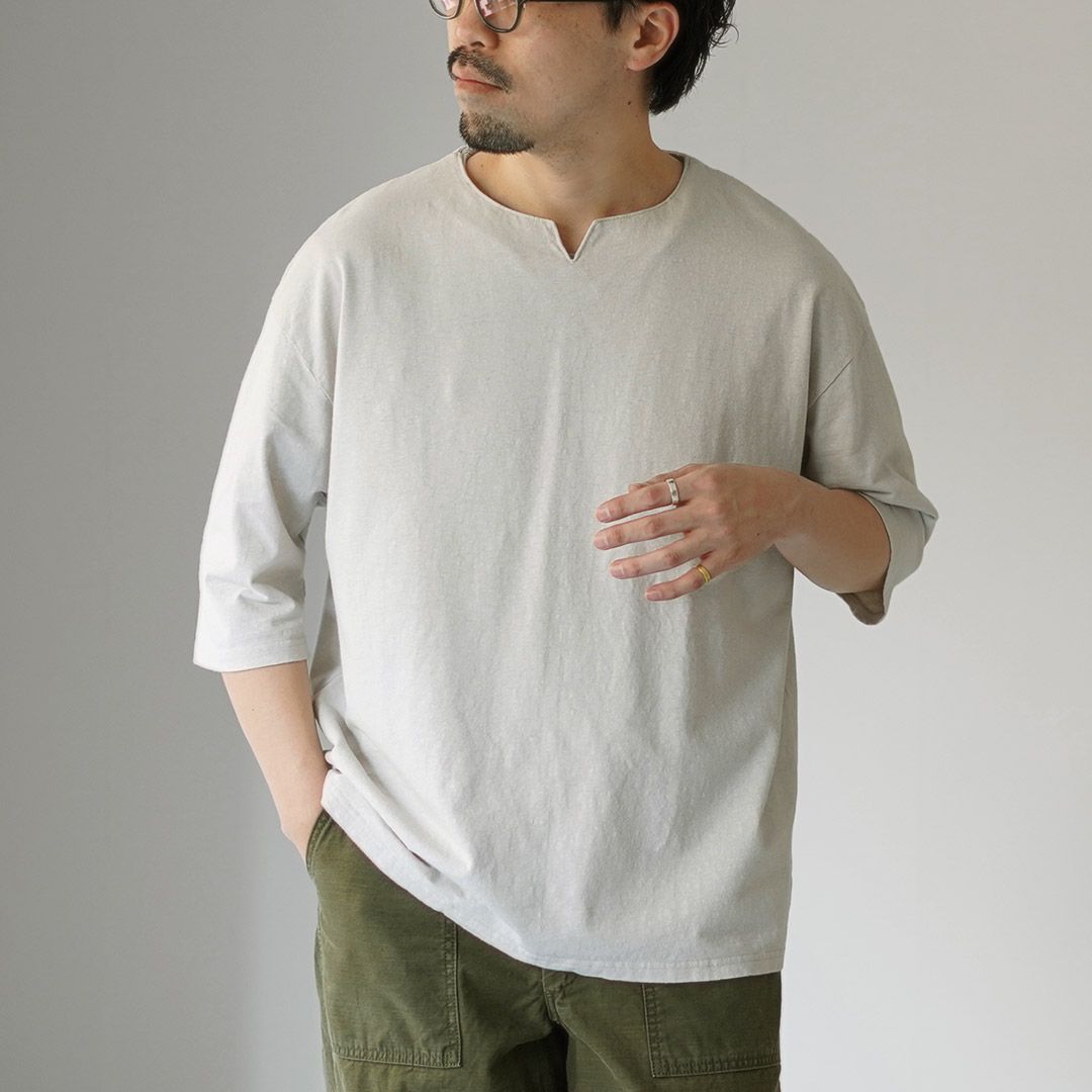 KEMA DESIGNS（ケマデザインズ） ヘンプコットン キーネックTシャツ 日本製 / メンズ カットソー Hemp/Cotton Key-Neck Tee | kema designs | 03