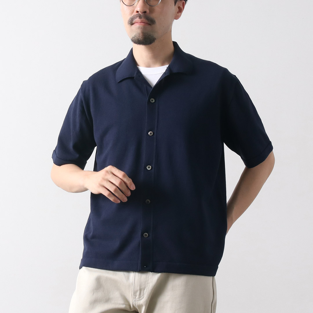 MOONCASTLE（ムーンキャッスル） アイスコットン オープンカラー ニットシャツ 半袖 / サマーニット メンズ 日本製 接触冷感 | MOONCASTLE | 02