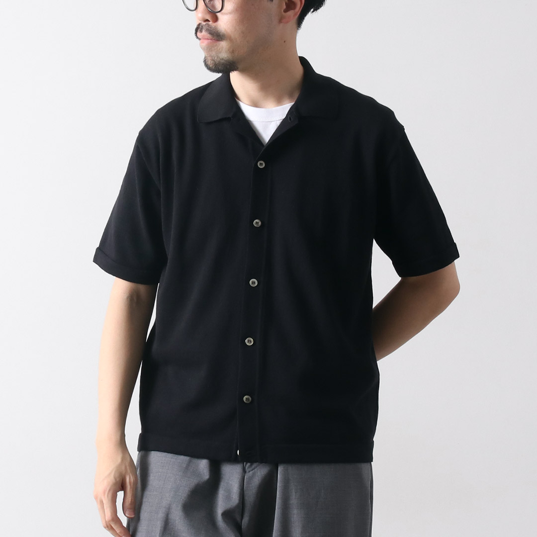 MOONCASTLE（ムーンキャッスル） アイスコットン オープンカラー ニットシャツ 半袖 / サマーニット メンズ 日本製 接触冷感 | MOONCASTLE | 03