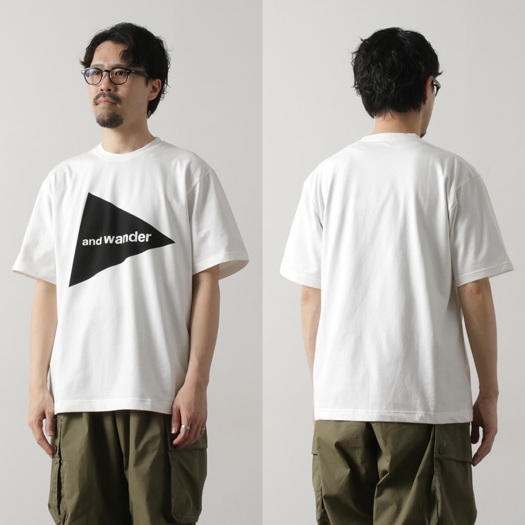 and wander AND WANDER（アンドワンダー） ビッグ ロゴショート