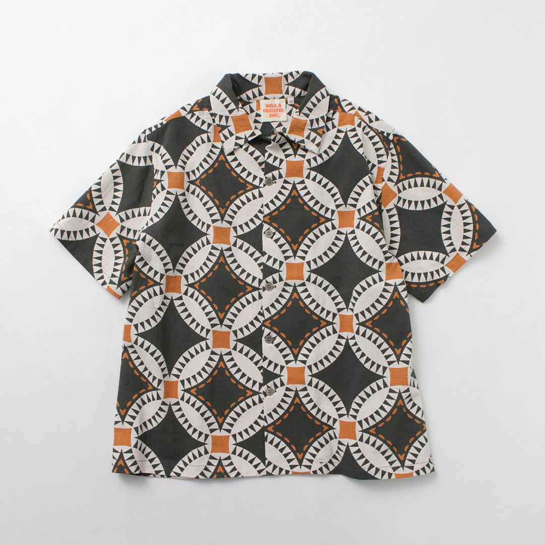 HAVE A GRATEFUL DAY（ハブアグレイトフルデイ） オープンカラー S/S シャツ ヴィンテージ キルトプリント / メンズ レディース | HAVE A GOOD DAY | 02