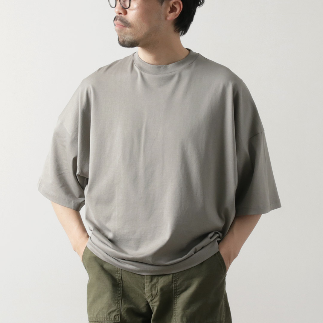 HANDVAERK（ハンドバーク） ショートスリーブ テーパード ビッグTシャツ / メンズ 半袖 コットン 綿 無地 ワイド | handvaerk | 01